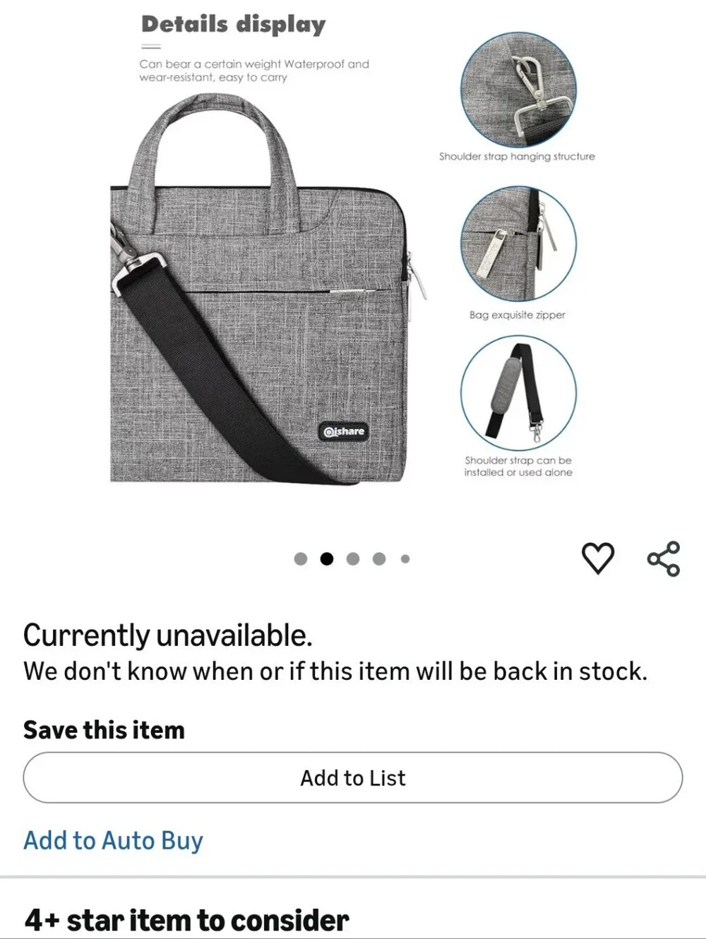 Grey Laptop Briefcase Bag